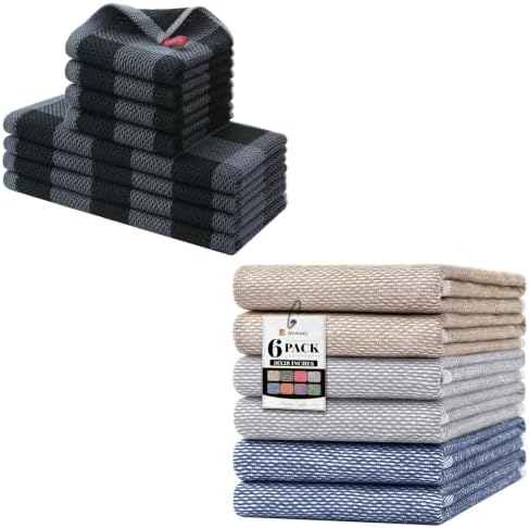 Homaxy Kitchen Towels and Dishcloths Set of 8, 12x12 and 13x28 and