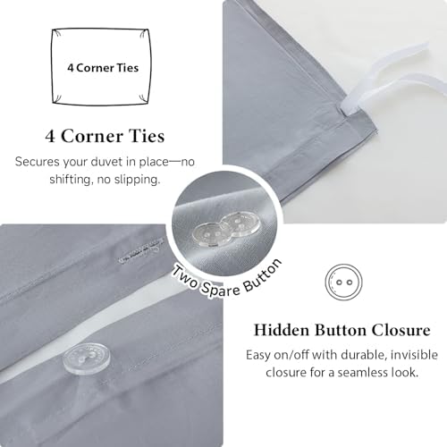 Simple&Opulence 100% Washed Cotton Tufted Duvet Cover Set King Size