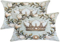 Magnolia Floral Crown Throw Pillow Covers Set of 2, Cream and Gold