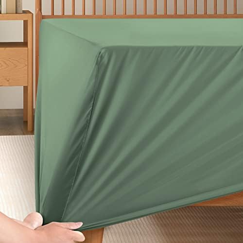 Manyshofu Sage Green Cal King Extra Deep Fitted Sheet, 24 Inch Pocket