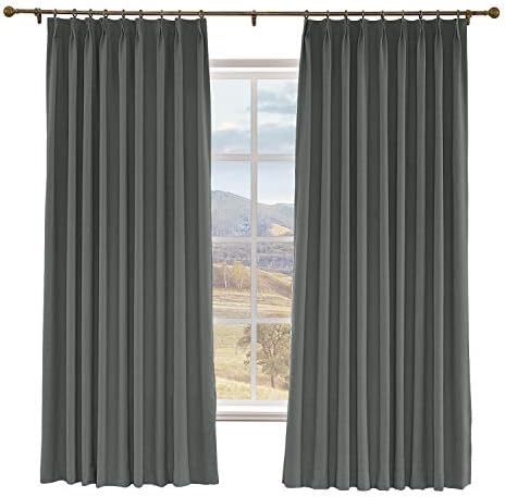 Macochico Room Darkening Curtains for Bedroom Carbon Grey White Linen