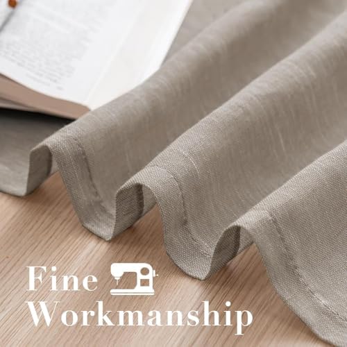 H.VERSAILTEX Taupe Linen Sheer Curtains 96" 2 Panels Grommet