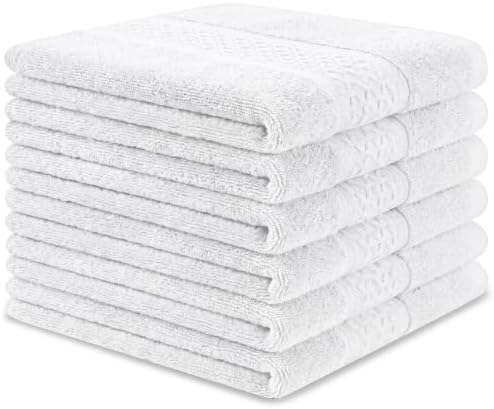 6 Pack Washcloths, 100% Cotton Wash Cloths, 12x12 Inch, White