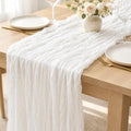 Sioloc Ivory White Cream Cheesecloth Table Runner 120'' x 35'', Spring