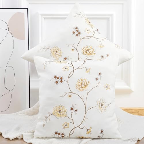 Home Soft Things Embroidered Canvas Decorative Throw Pillow Covers
