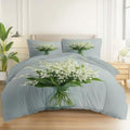 Duvet Cover Elegant Plants Bouquet Print with 2 Pillow Shams Perfect