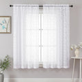 Chyhomenyc White Sheer Curtains 63 Inch Length 2 Panels Set, Light