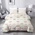 King Duvet Cover Set Soft Microfiber Pink Flowers