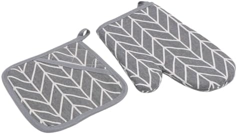 Cotton Oven Mitt Set with Thick Heat Protection for Kitchen