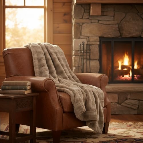 Home Soft Things Stylish Faux Fur Throw Blanket with Micromink Back