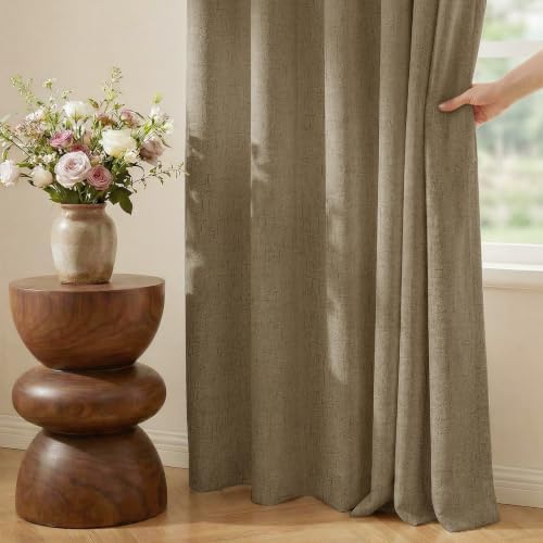 NICETOWN Extra Long Hazelnut Brown Blackout Curtains W52xL96, 2 Panels