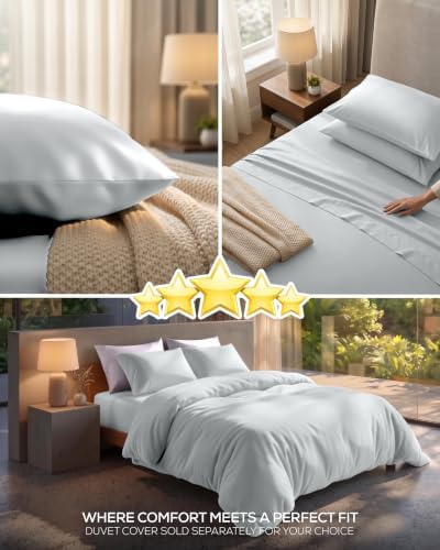 Luxury T1500 King Sheet Set with LinenWrap 4 Piece Soft Sheets-Light