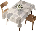Beige Grey Ombre Geometric Table Cloth, Middle Century Vintage