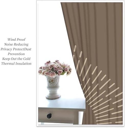 Rustic Boho Blackout Curtains for Bedroom, Beige Sun Grommet Curtains