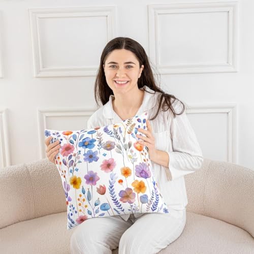 jejeloiu Floral Throw Pillow Covers Set of 2 Wildflower Botanical