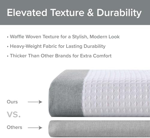 Madison Park Shower Curtain & Bath Rug Set – Grey Waffle Weave 70x70