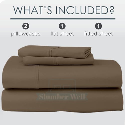 SlumberWell 4 Piece Sheet Set Full XXL Size, 100% Egyptian Cotton