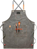 Cotton Canvas Apron, Adjustable Work Apron with 3 Pockets for Men