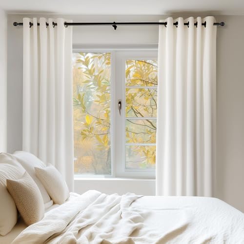 Topfinel Ivory Cream Velvet Blackout Curtains 84 Inches Long,Room