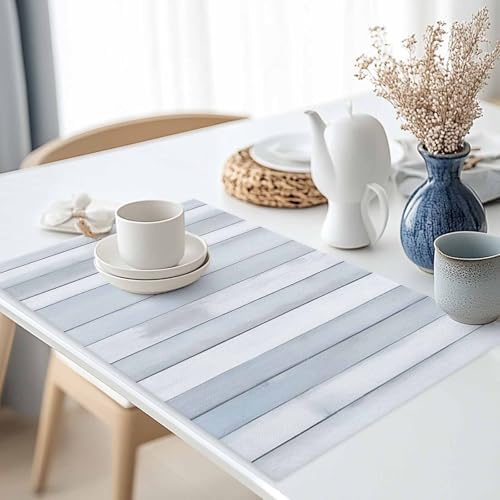 Grey White Wood Grain Placemats Set of 6 Washable Table Mats for
