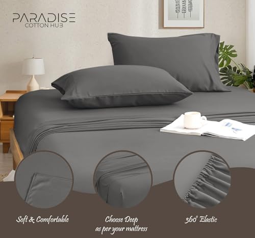 Egyptian Cotton Sheet Set King Size fits 14-16" Deep Pocket - Solid