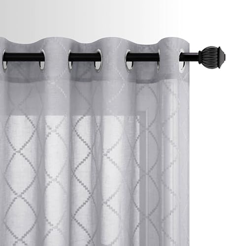KOUFALL Grey Curtains 63 Inch Length for Bedroom 2 Panel Sets Grommet