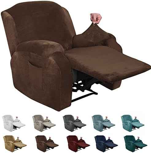 MAXIJIN 4-Piece Recliner Chair Covers, Dark Coffee