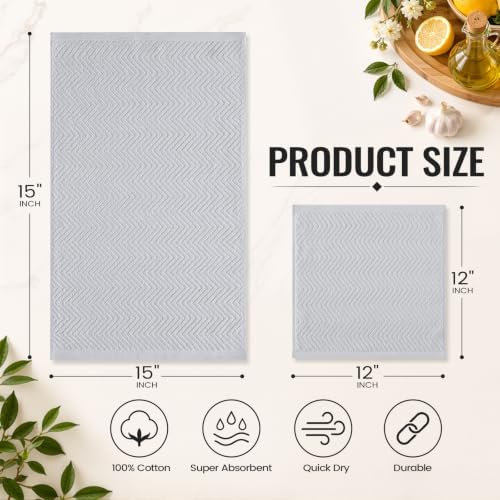 Homaxy 10 Pack 100% Cotton Kitchen Towels and Dishcloths Set, Light