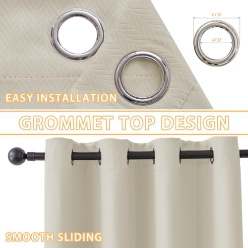 Blackout Curtains for Bedroom 108 inch Curtains,2 Panels,Beige