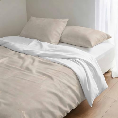 DecorLovee Light Beige Duvet Cover Set 3 Pieces with Zipper Closure