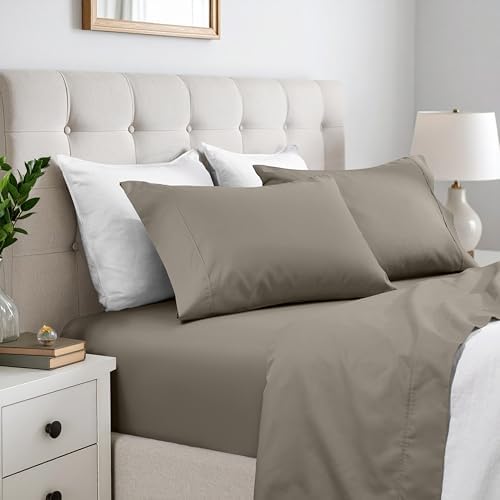 Superior Cotton Blend 600 TC Deep Pocket Sheet Set, Queen, Grey