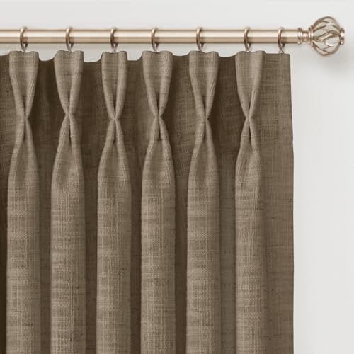 INOVADAY Memory Trained Pinch Pleated Thick Linen Curtains 96 Inches