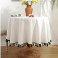 Floral Linen Cotton Tablecloth Retro Table Table Cover Round Dining