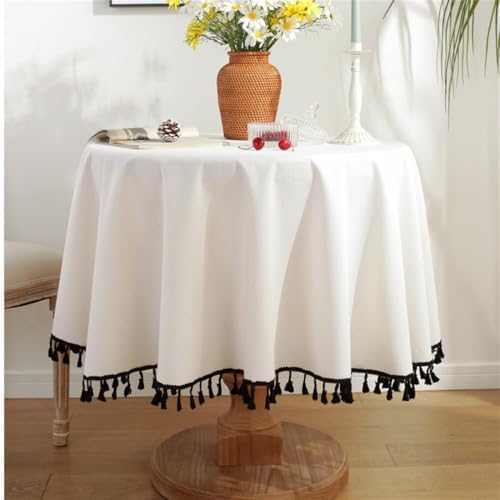 Floral Linen Cotton Tablecloth Retro Table Table Cover Round Dining