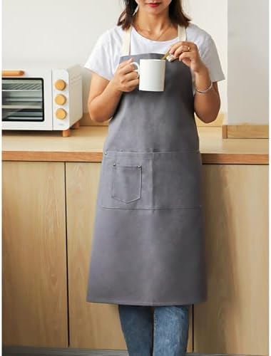 2 Pack Kitchen Cooking Aprons with Pockets for Men Women Canvas
