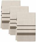 Brown Beige Striped Kitchen Towels Set of 3, Water Absorbent Dish