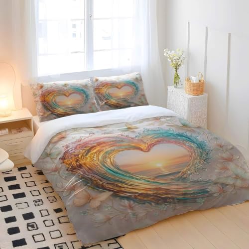 Valentine Duvet Cover Set Pressed Dried Flower Arrow Heart Romantic