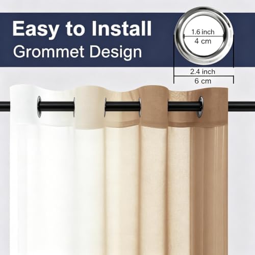 Semi Sheer Curtains 84 inches Long for Living Room Ombre Taupe