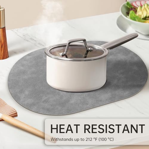 Oval Placemats Set of 6, Faux Leather Place Mats for Dining Table Dual
