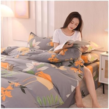 Floral Duvet Cover Queen Chic Botanical Bedding Set Cozy Cotton