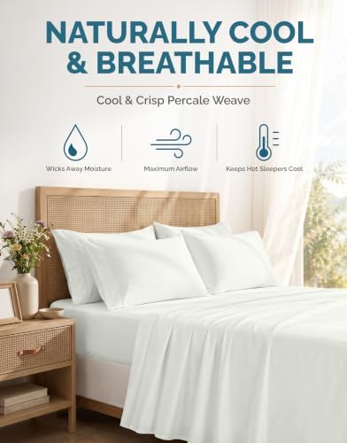 Casa Platino Split King Percale Sheet Set– 7 Piece 100% Cotton Sheet