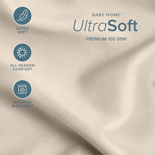 Bare Home Deep Pocket 22" Sheet Set 1800 Ultra-Soft (Full, Sand)