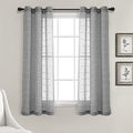 Lush Decor Farmhouse Textured Grommet Sheer Window Curtain Panel Pair
