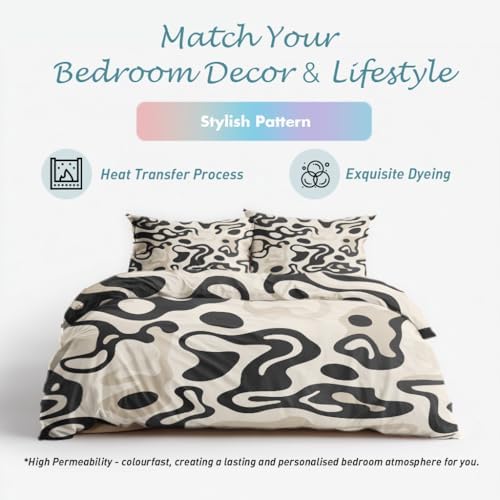 Abstract Duvet Cover Queen Size, Geometric Modern Reversible Design