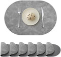 Oval Placemats Set of 6, Faux Leather Place Mats for Dining Table Dual