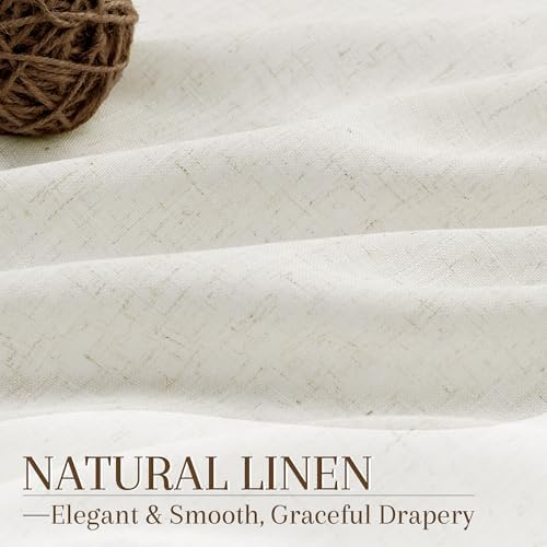 Nanspring Linen Kitchen Curtains for Cafe 36x63 Inch Length Natural