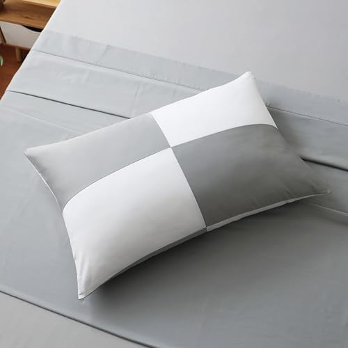 Two-Tone Pillow Cases Queen Size, 600 TC 100% Cotton Color-Block