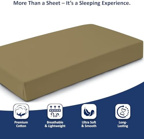 Cottingon Twin Size Fitted Sheet - 100% Cotton Bed Sheet, Soft &