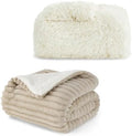 Bedsure Bundle of 1 Sherpa Blanket 108x90 & 1 Faux Fur Blanket 108x90
