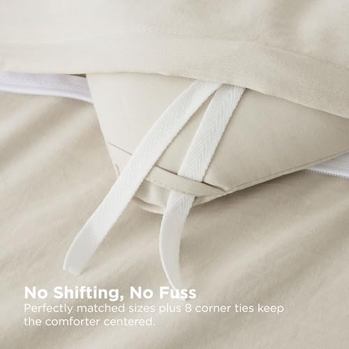 Bedsure Beige King Size Comforter Set 4 Pieces Prewashed Soft Bedding